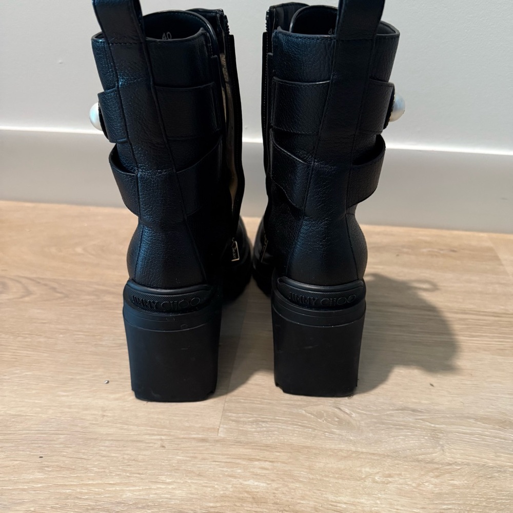 Black Women's Lace-Up Ankle Boots - Picture 2 of 7
